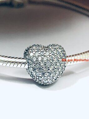 Authentic PANDORA Silver Pave Open My Heart Clip Charm 781427CZ